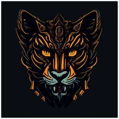 vector image tiger icon with black background