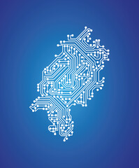 IT-Landkarte von Hessen auf blauem Hintergrund
