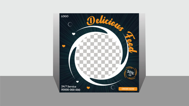 Delicious vector food social media poster