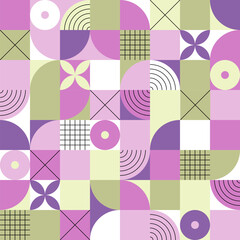 Abstract geometric seamless pattern in pastel colors.
