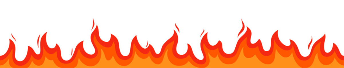 Fire flame seamless pattern, line, border.  - 591283643