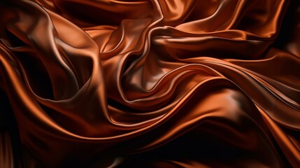 Golden Silk Wallpaper. Generative aiDetailed glossy abstract liquid silk fabric texture background in motion moment. Generative ai