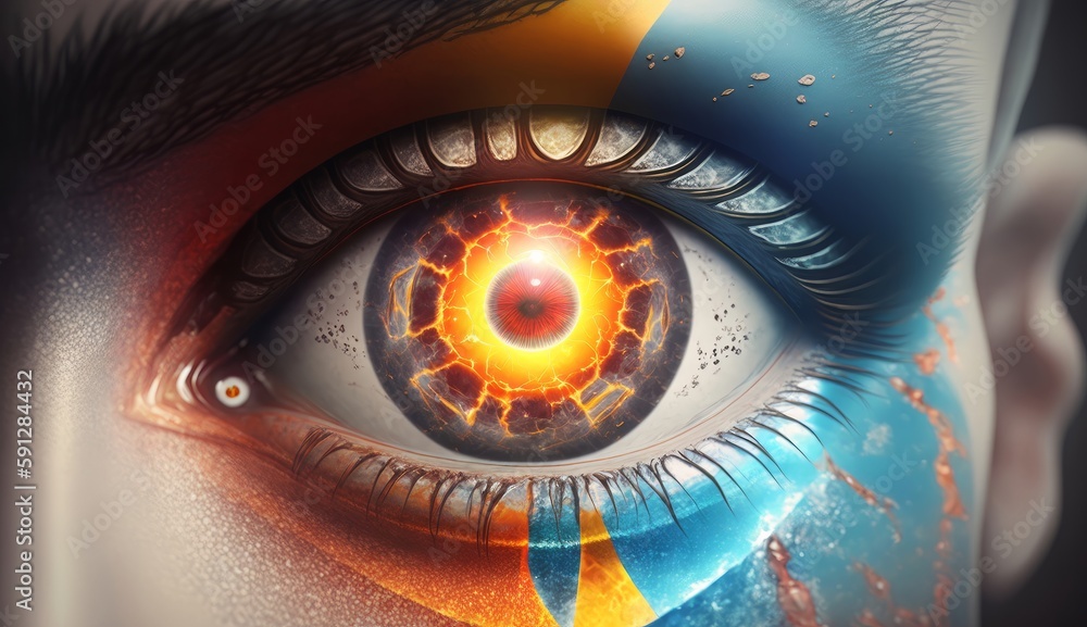Poster The power of the eyes reflects the inner universe. Generative ai