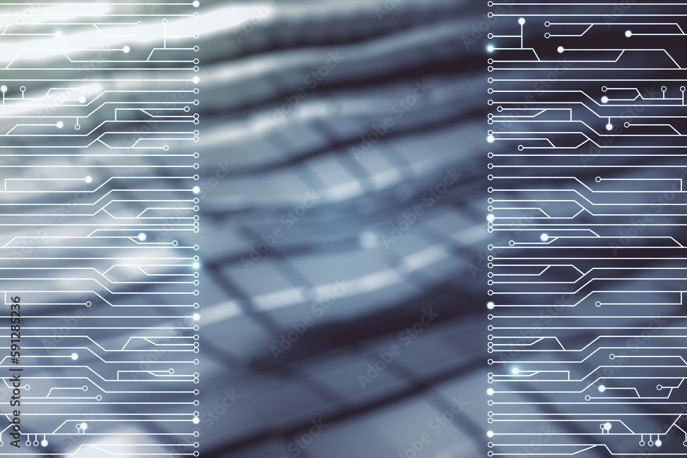 Aufkleber abstract virtual microscheme illustration on blurry abstract metal background. big data and database