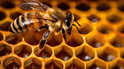Bee on a honeycomb