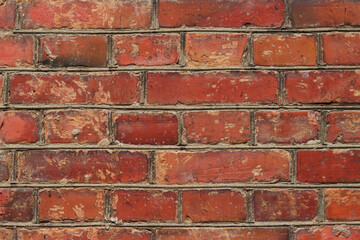 retro style red brick wall in the city center