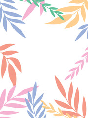 Fototapeta na wymiar Background with tropical leaves, plants and flowers for banners, posters and greeting cards. vector illustration. Boho foliage, botanical tropical leaves and floral pattern for summer sale banners