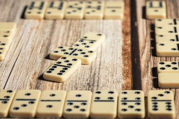 a group of domino blocks are laid out on a table