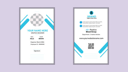 Blue and White Color Layout and Background Vector ID Card Template. , Mock Up Set. Simple Realistic design. Flat style illustration. Modern and Creative Company Bundle.