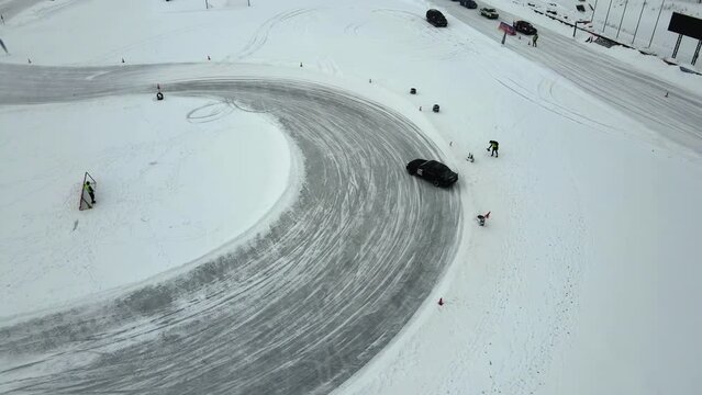 winter drift, winter racing, professional drift, car on ice, drone shooting