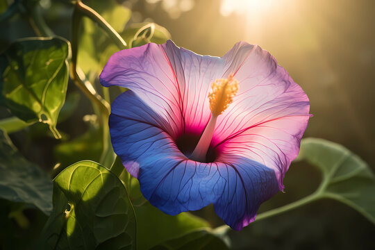 Morning Glory (Ipomoea) - Flower native to Central and South America - Known for their trumpet-shaped blooms and bright colors. A symbol of love and affection (Generative AI)