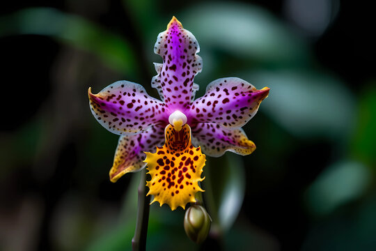 Peacock orchid (Acidanthera bicolor) - Flower native to East Africa - Known for their fragrant, white blooms with purple centers. A symbol of beauty and refinement (Generative AI)