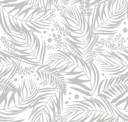 seamless pattern with silhouettes of tropical palm trees and dry herbs for 