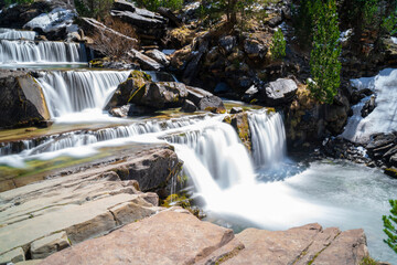 waterfall in the river in Ordesa National Park in the spanish Pyrenees (long exposure)