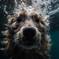 Dog with water drops