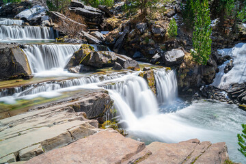 waterfall in the river in Ordesa National Park in the spanish Pyrenees (long exposure)