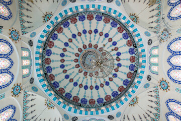 Interior View of the Mosque in the old village. Interior View of classic tile motifs Mosque in Turkey