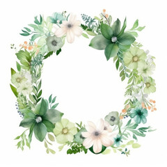 Green watercolor natural background. Illustration AI Generative.