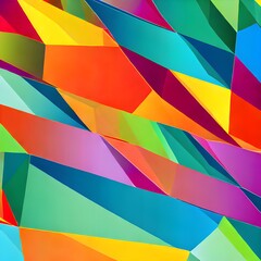 Obraz premium Geometric pattern of overlapping polygons in rainbow colors. Abstract background in the colors of the LGBT flag. The image was created using generative AI. Geometric texture.