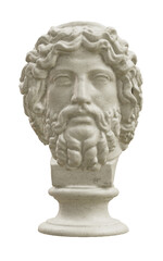 Bust of Greek god Zeus isolated on transparent background. 3D rendering