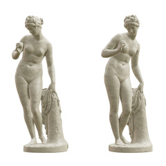 Classical statue of Venus holding apple isolated on transparent background. 3D rendering © HTGanzo