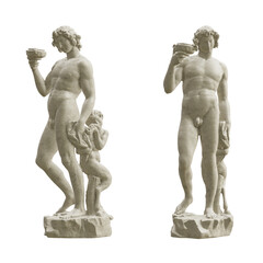 Fototapeta na wymiar Classical statue of Bacchus isolated on transparent background. 3D rendering