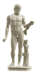 Standing man antique sculpture isolated on transparent background. 3D rendering