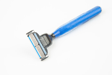 razor cassette on white background. manual face shaving machine. stubble blade. depilation