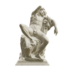 Fototapeta na wymiar Barberini Faun classical sculpture isolated on transparent background. 3D rendering