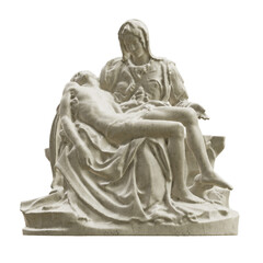 The Pietà classical sculpture isolated on transparent background. 3D rendering - obrazy, fototapety, plakaty