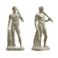 Fototapeta na wymiar Lansdowne Heracles classical sculpture isolated on transparent background. 3D rendering