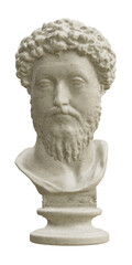 Bust of Marcus Aurelius isolated on transparent background. 3D rendering