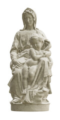 Fototapeta na wymiar Sculpture of the Virgin and Child or Madonna of Bruges isolated on transparent background. 3D rendering