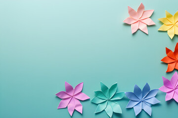 Origami paper folding background with room for copy, generative