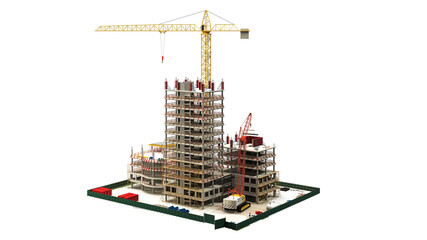 Building Construction Site, BIM Project, 3d rendering, 3d illustration