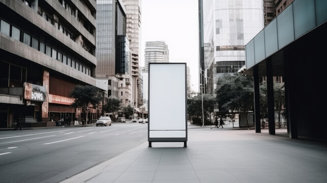 Empty bigboard on big city street. Illustration AI Generative.