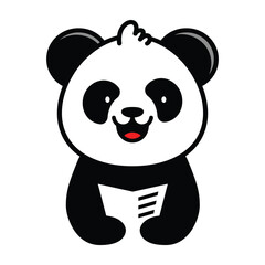 Panda Read Book Vector Logo Illustration