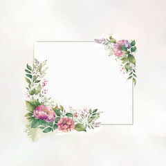 Card with flower frame, Generative AI