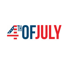 Happy 4th of July vector composition in two color with stars. For banner, label, tag, poster