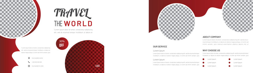Bifold 4 Page Modern Travel Brochure Template, Creative Travel Package Sale Design Template