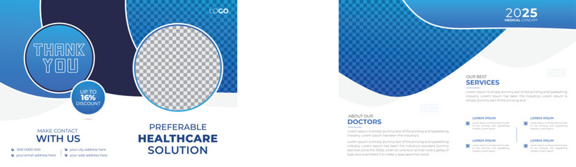 Medical Healthcare Bifold 4 Page Brochure Flyer Cover Template for Doctor and Hospital Promotion