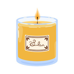 Aromatic spa fragrant candle made from essential oils and natural wax that releases a pleasant scent when burned. It creates a calming atmosphere for relaxation, meditation, or to mask unwanted odors