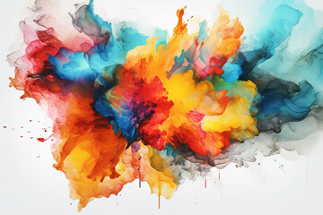 Splash of color paint like watercolor, abstract colorful background, illustration, generative AI.