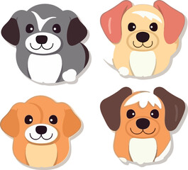Dog stickers in cartoon style. Cut vector illustration