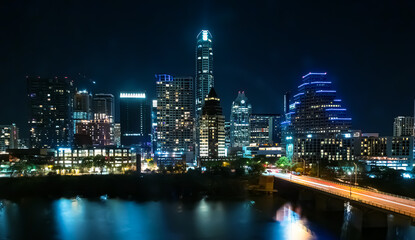 Obraz na płótnie Canvas Downtown Austin Texas skyline with view of the Colorado river
