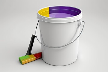 paint bucket and roller for painting projects. Generative AI