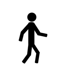 Pedestrian crossing icon. Zebra crossing. Monochrome person is walking on the crosswalk among crowd of people, busy life in the city scene. Road safety walkway and heavy vehicle loading bay.