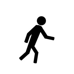 Pedestrian crossing icon. Zebra crossing. Monochrome person is walking on the crosswalk among crowd of people, busy life in the city scene. Road safety walkway and heavy vehicle loading bay.