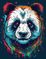 Panda Bear Logo, Paint, Water Color,  Graphic Design, Logo Design, T Shirt Design. Generative AI