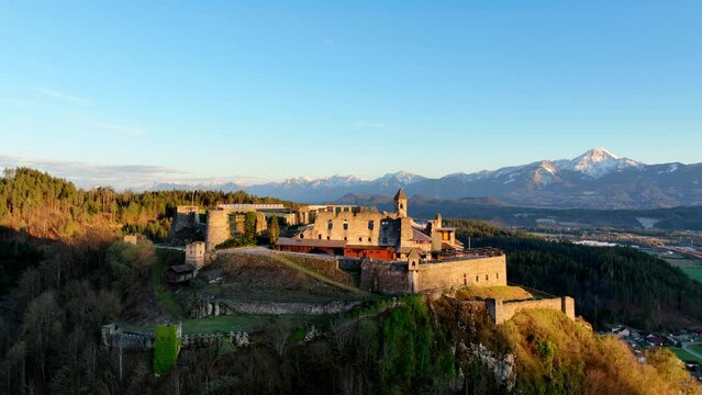 Landskron Castle in Villach Austria - aerial view - travel photography